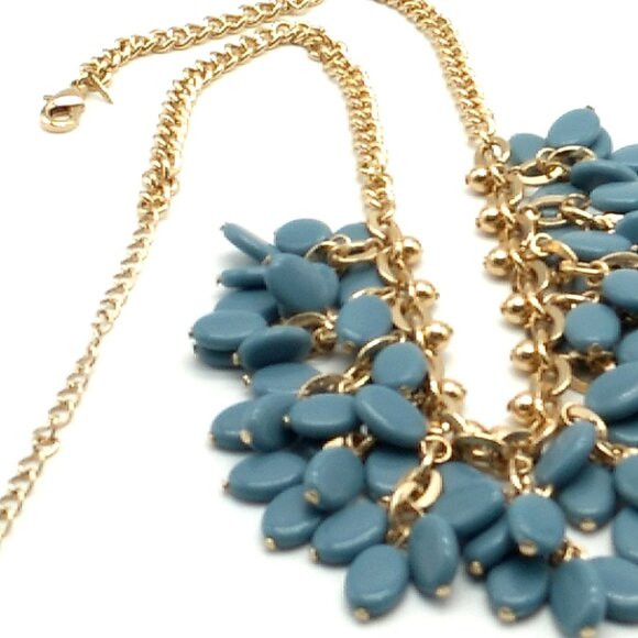 Vintage-Look SHB Blue Acrylic Beaded Necklace Gold-tone Chain NWOT - Picture 14 of 14